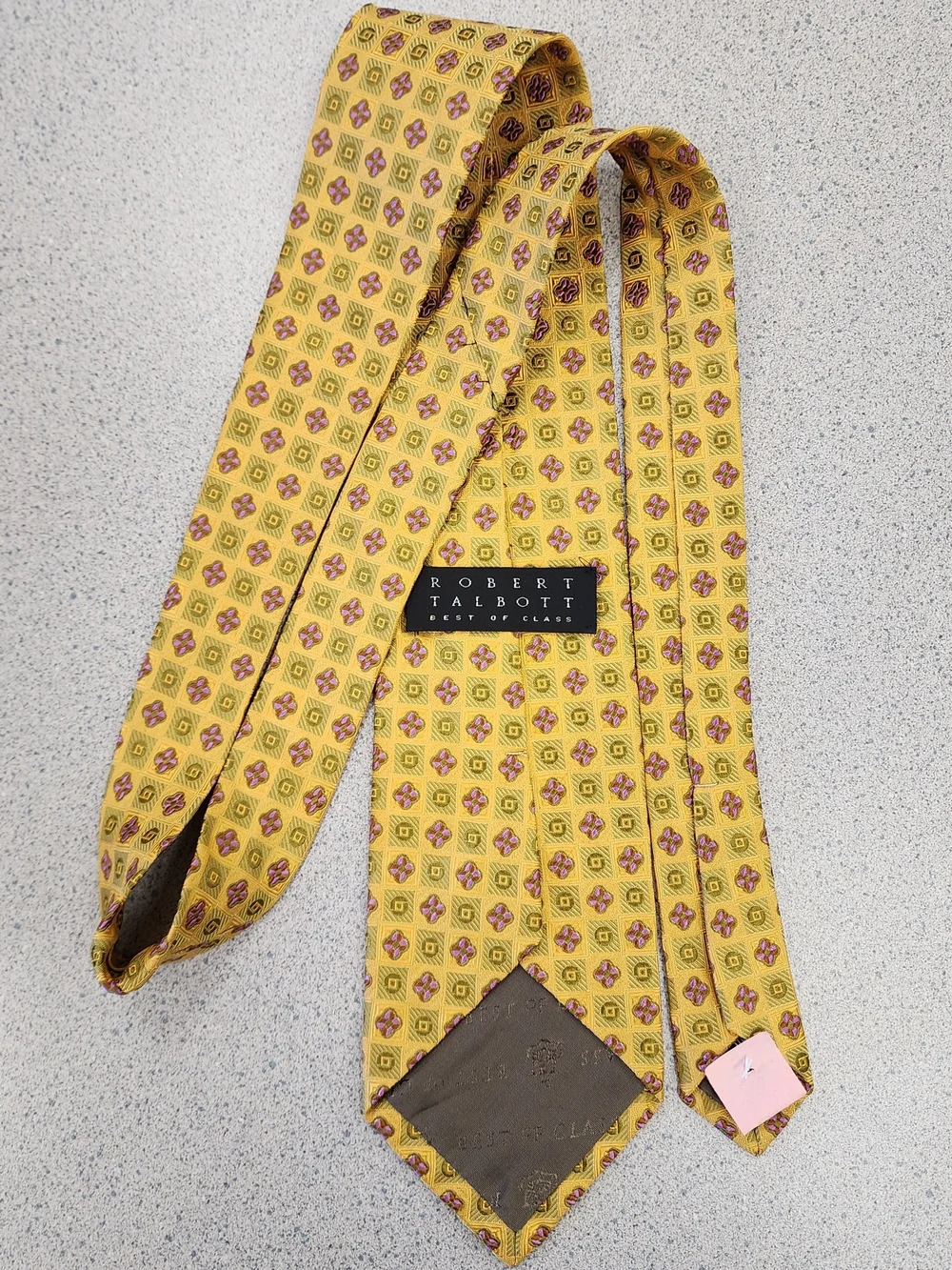 Robert Talbott Best of Class Yellow Silk Geometric Medallion Luxury Men's Tie